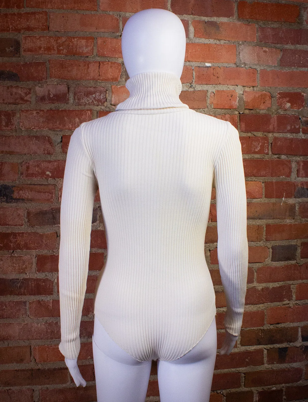 Vintage White Turtleneck Bodysuit 70s XS