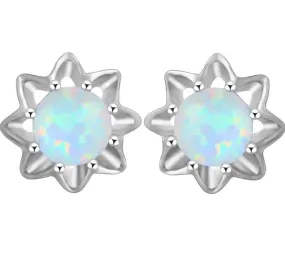 White Pink Blue Fire Opal Stud Earrings