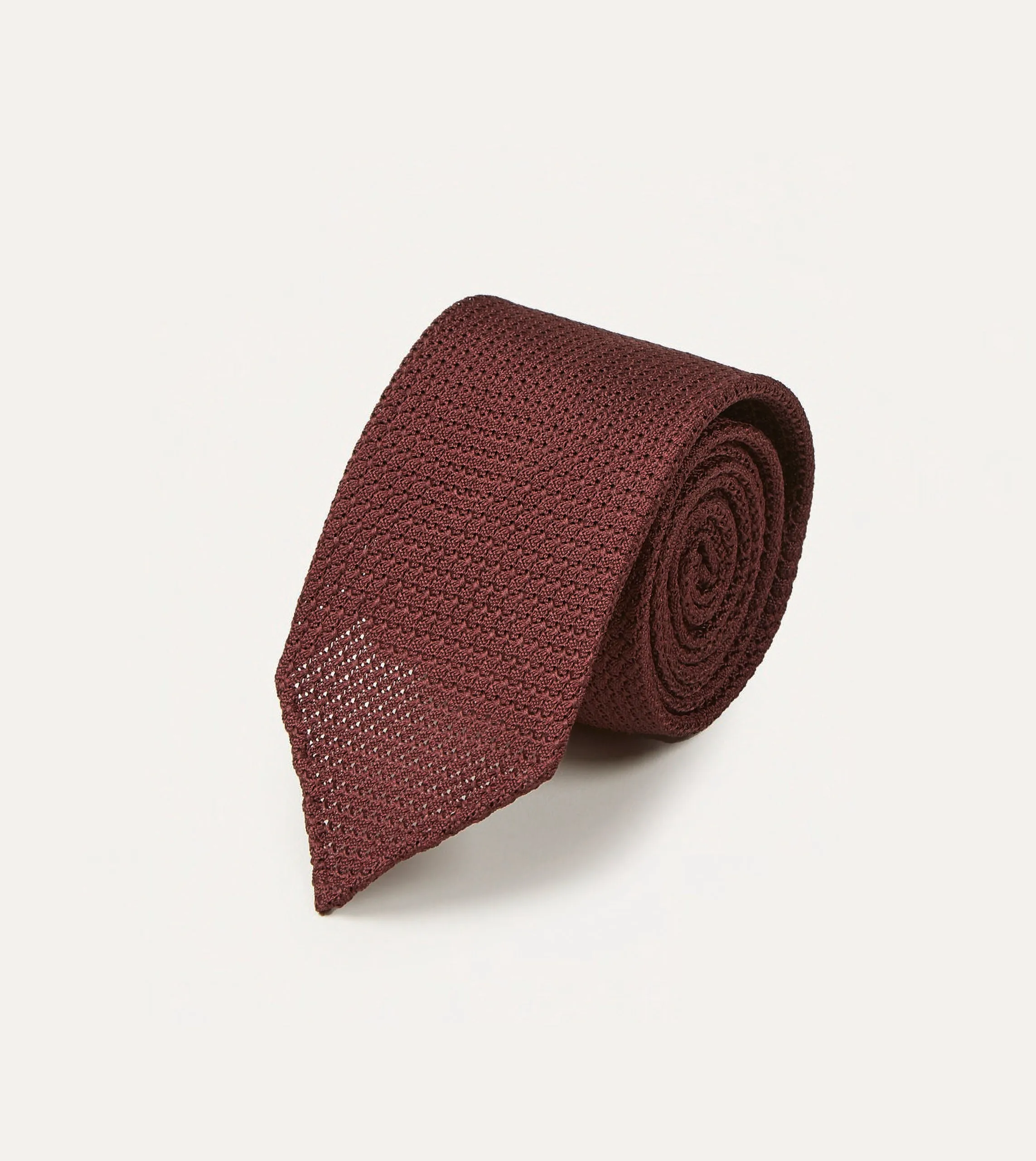 Wine Hand rolled Large Knot Grenadine Tie