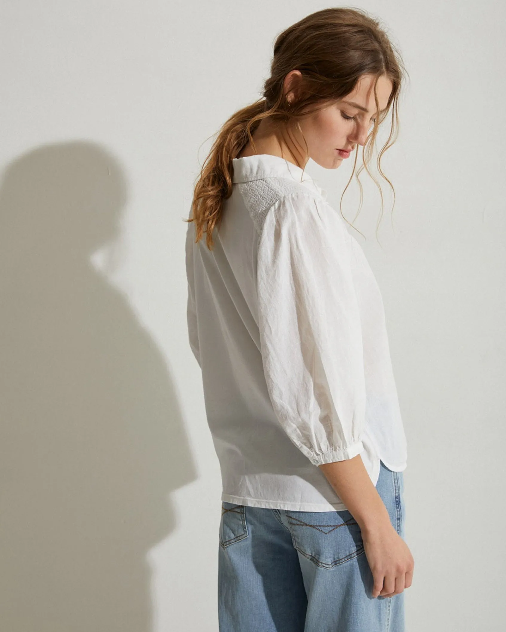 Yerse Gardenia Linen Blend Shirt