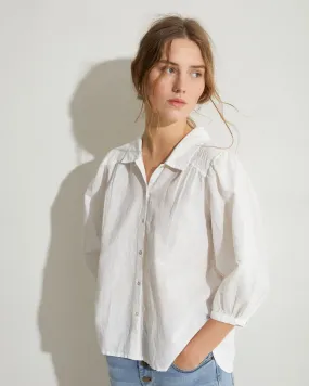 Yerse Gardenia Linen Blend Shirt