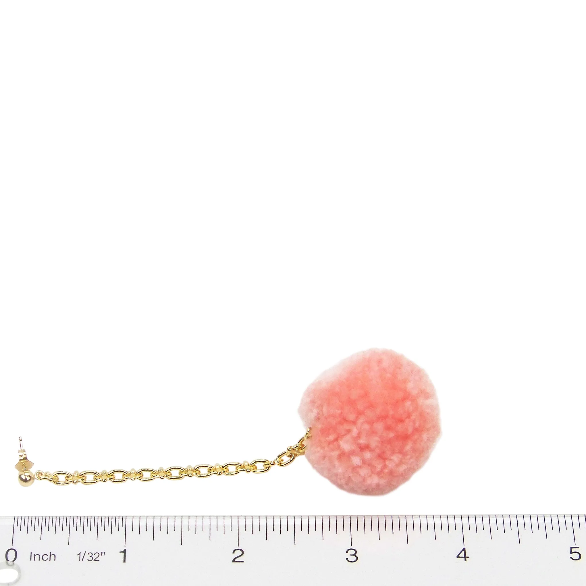 Yunis K Endless Summer Pom Pom Dangle Earrings in Gold and Blush